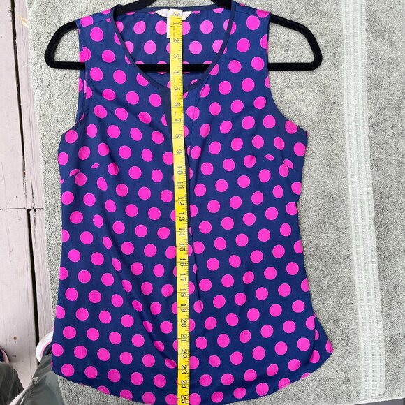 Banana Republic tank top navy w/hot pink polka dots, XS - Picture 5 of 5